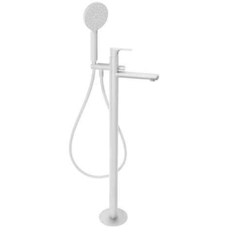 Mélangeur de bain PAX en plancher, tapis blanc