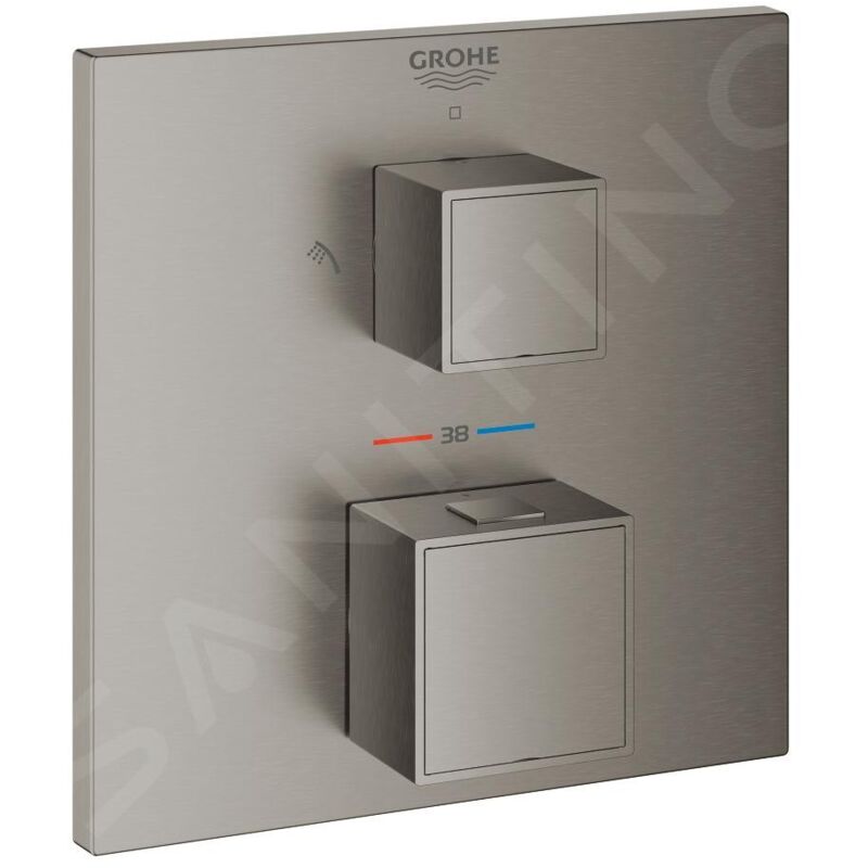 Grohe - Grohtherm Cube - Mitigeur thermostatique encastré pour 2 sorties, Hard Graphite brossé 24154AL0