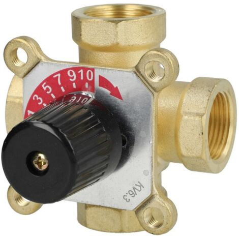 Mélangeur de chauffage 4 voies 3/4' FF – Laiton résistant à la corrosion – Pour eau glycolée jusqu'à 50% – Raccord filetage femelle – P-Pro