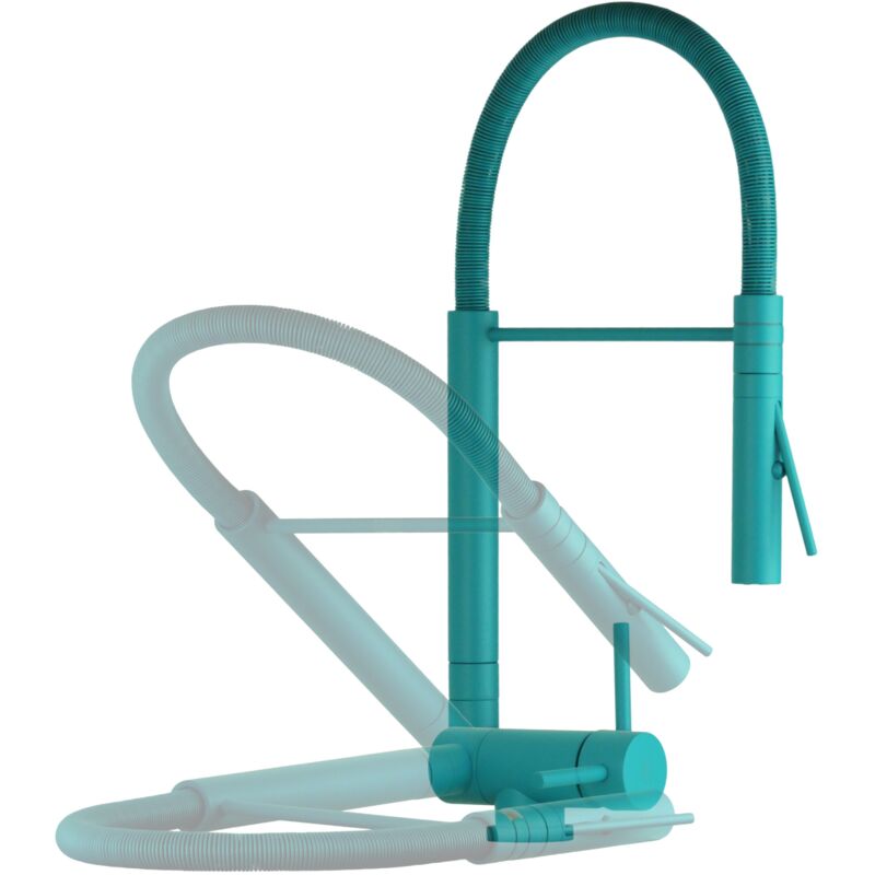Nice Rubinetterie - Mitigeur de cuisine avec ressort et bec rabattable de couleur bleu turquoise Nice 29034M1BT Bleu Turquoise