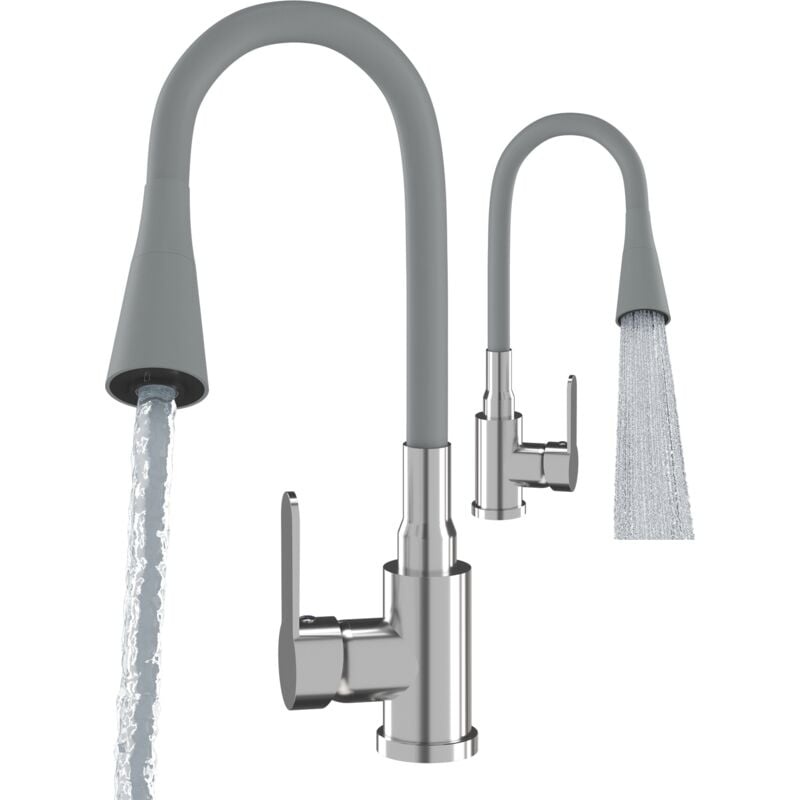 Melangeur de cuisine bec flexo gris robinet flexo bec flexible chrome 85111932