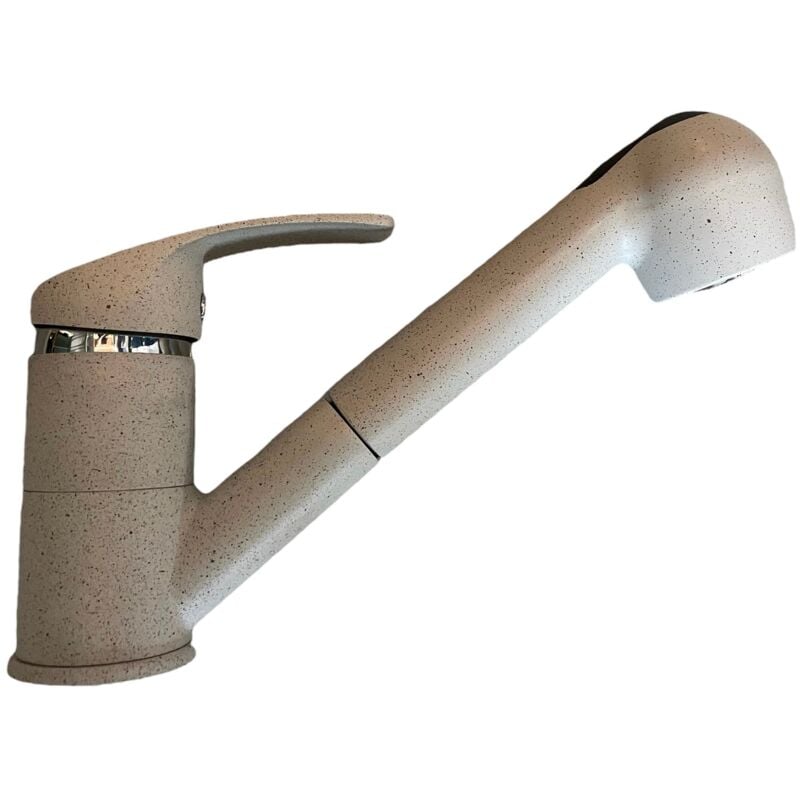 Bagnoclic - Miscelatore cucina colore marmo beige/bianco, con doccia estraibile