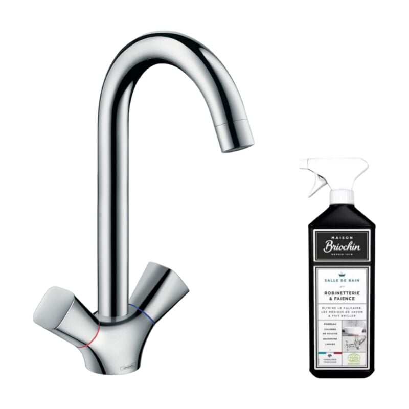 Mélangeur de cuisine Hansgrohe Logis M31 chromé + nettoyant Briochin