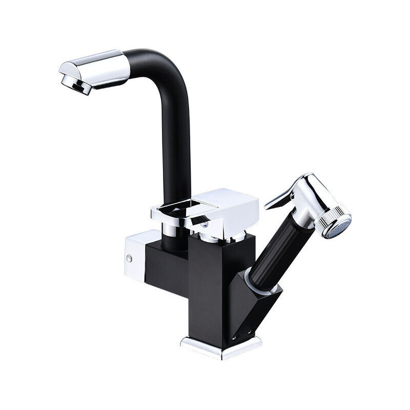 Start - Mélangeur de cuisine monobloc pivotant à 360° avec douchette extractible noir - 1428cm