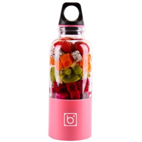 Mélangeur de fruits, 500Ml usb Rechargeable Juicer Cup Personal Portable Mini Mixer Blender Portable Légumes Fruit Juice Maker Outil automatique(rose)