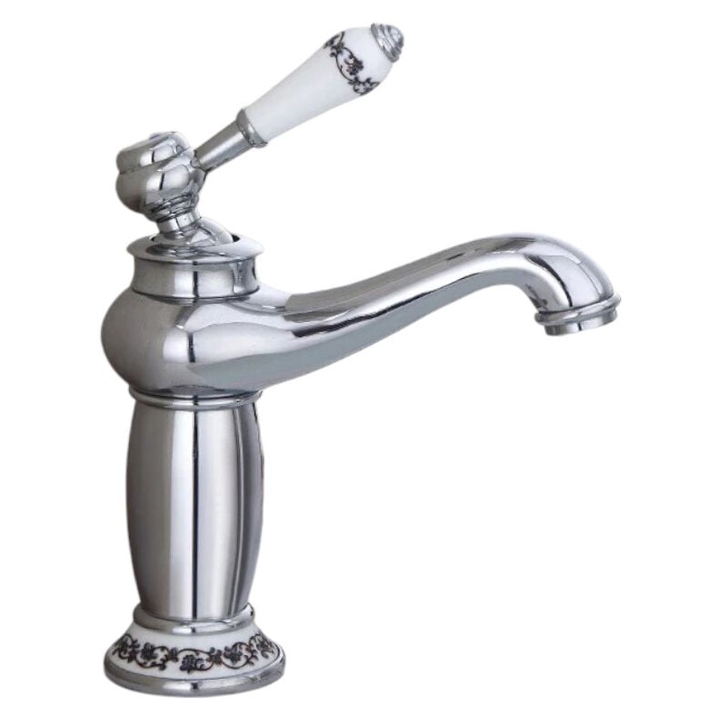 Mélangeur de lavabo de salle de bain avec détails en céramique vintage