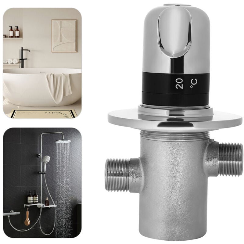 Mélangeur d'eau sanitaire 3 voies Vanne mélangeuse 20-60°C Thermostat anti-brûlure