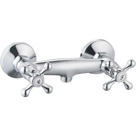 Mélangeur Douche Chromé - Style Rétro - Poignées Croisillons