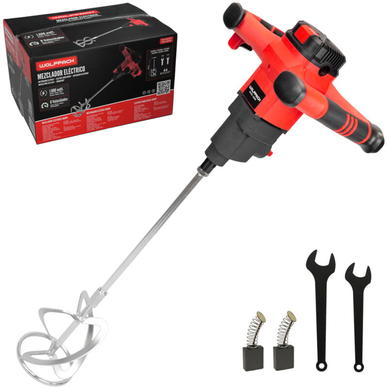 Mélangeur électrique 6 vitesses avec variateur de puissance (1800W 240V) et connecteur rapide et M14, noir et rouge