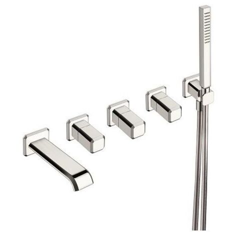 Mélangeur encastré 5 trous pour bain/douche ITALY Chromé et poignée Calacatta brillant - CRISTINA ONDYNA IT16551CC