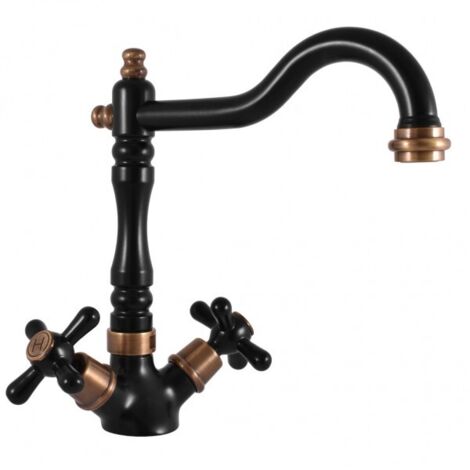 Mélangeur évier MORAVA RETRO pivotant en laiton noir mat