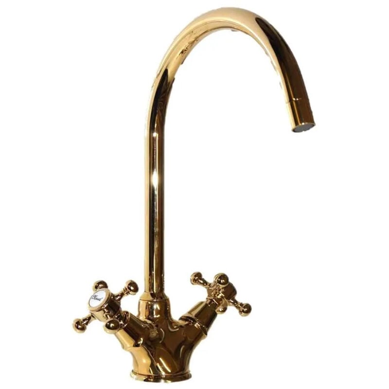 Mélangeur evier retro doré Sandri