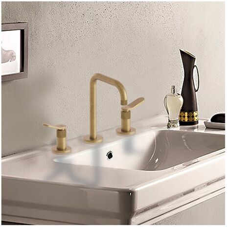 Mélangeur lavabo 3 trous Or Brossé EAST SIDE - CRISTINA ONDYNA ES20496P