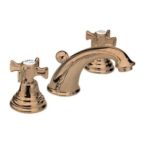 Mélangeur Lavabo Chrome/Or Rose Brosse 3 Trous +Vidage CHAMBORD - CRISTINA ONDYNA CH11334P