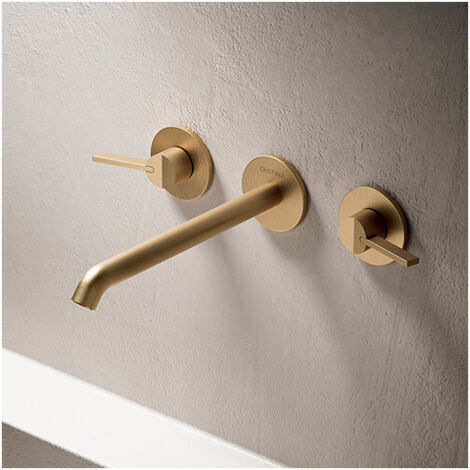 Melangeur Lavabo Mural 3 Trou Or Rose Brosse Pvd - CRISTINA ONDYNA PA24234I