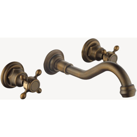 Mélangeur lavabo mural poignées croisillons rétro Bronze