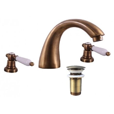 Mélangeur lavabo rétro 3 trous MORAVA en laiton bronze