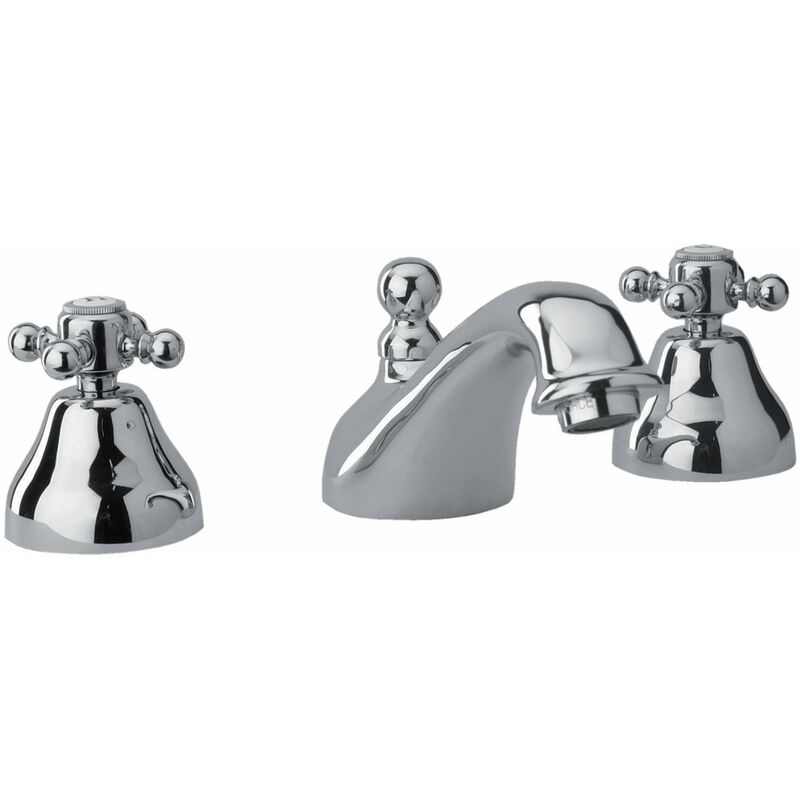 Mélangeur lavabo 3 trous bec fixe Tiffany Chrome