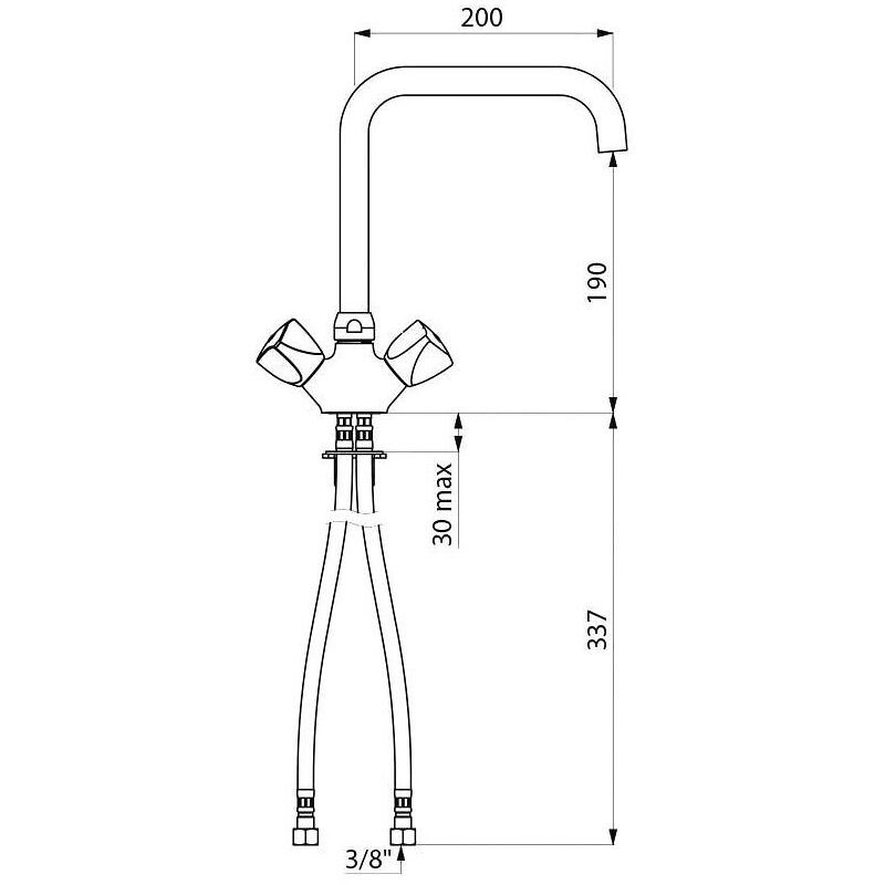 Mélangeur monotrou sur table avec bec hauteur 300 mm longueur 300 mm G66453 Delabie