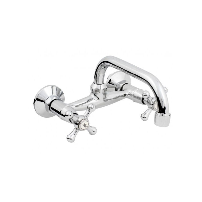 Robinet mural rétro, bec c, 20 cm