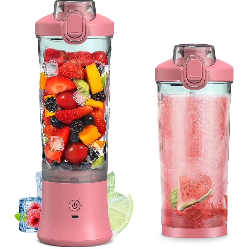 Treetalk - Mélangeur portable 600 ml, tasse de presse-agrumes de taille personnelle pour smoothies et smoothies avec 6 lames, tasse de mélangeur à