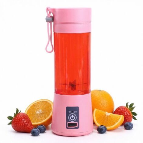 Mélangeur portable - parfait pour préparer des smoothies dans des milkshakes - 380 ml à utiliser - conçu pour le sport, travailler en cuisine - rose