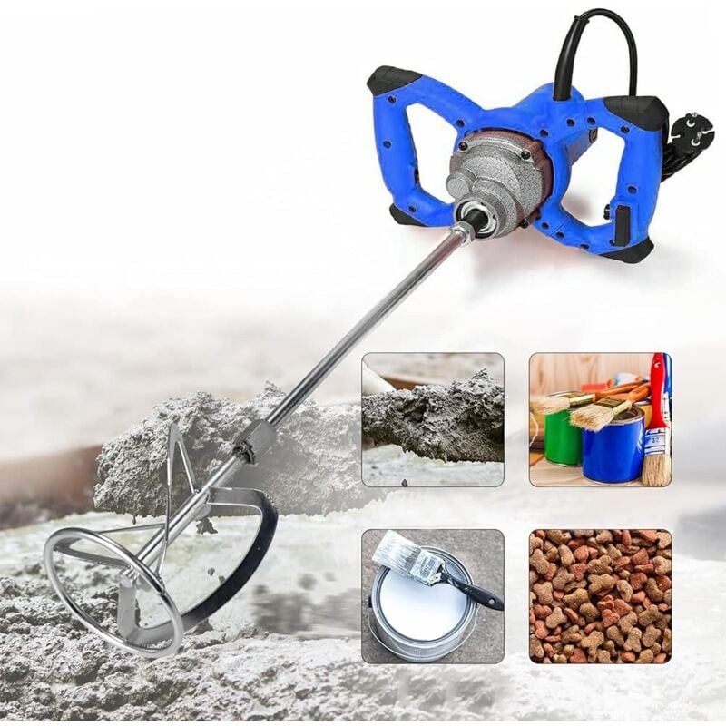 Lucn - Mélangeur pour béton et mortier - 2600 w - 6 niveaux - Maximum 1500 tr/min - Mélangeur à béton - Mélangeur manuel