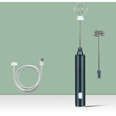 Mélangeur rechargeable USB, mousseur à café au lait, batteur à œufs, ustensiles de cuisine, vert foncé