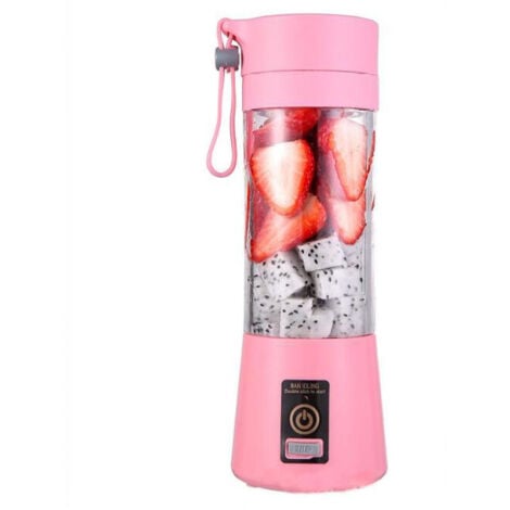 Mélangeur Trachéal Mélangeur De Fruits électrique Smoothie Maker Mélangeur USB Juice Blender Rechargeable 400ML Rose.