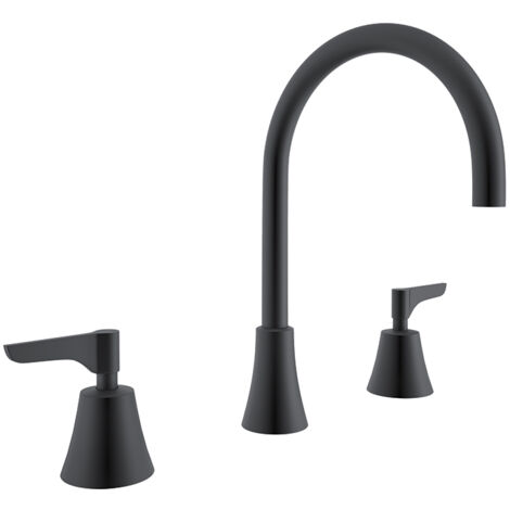 Mélangeur trois trous pour Lavabo, ADAGIETTO Noir mat - 914201MLNM