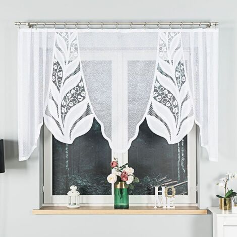 MELANIA - Tenda jacquard pronta all'uso con taglio in basso - 250x120 cm - bianco