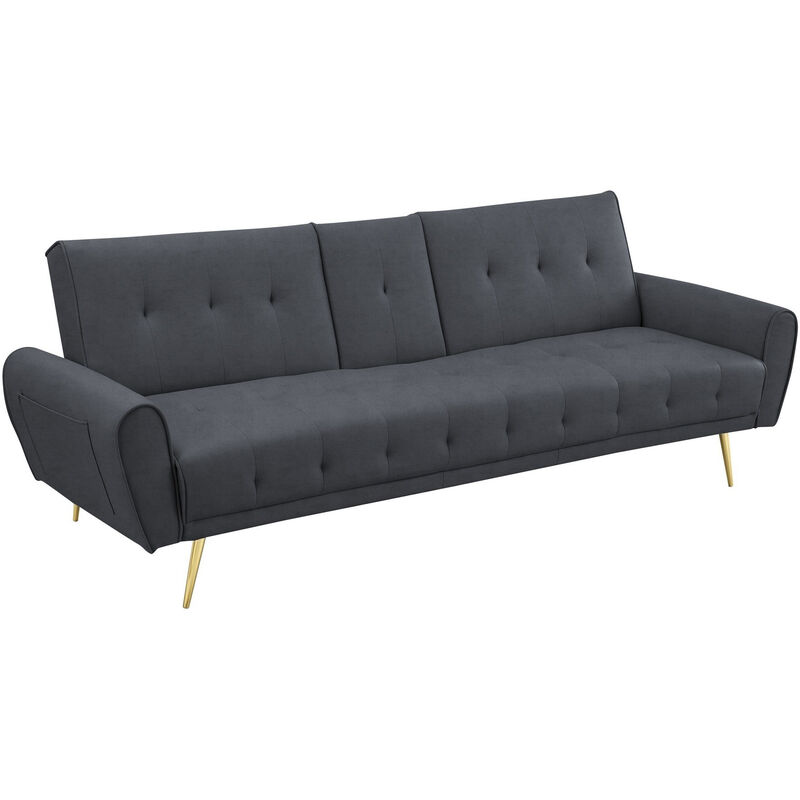 Mobilier Deco - melanie - Canapé clic clac en velours noir avec porte gobelet