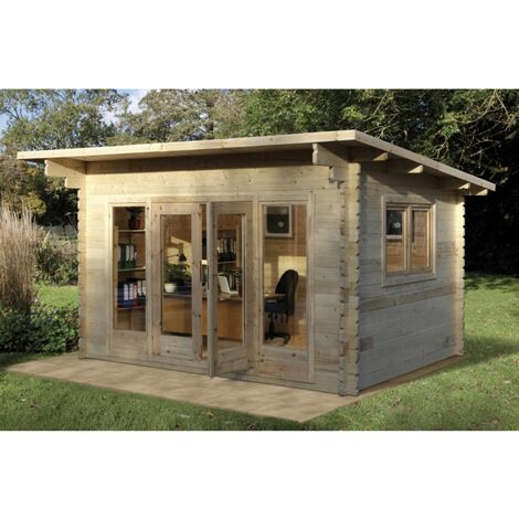 Melbury 4.0m x 3.0m Log Cabin - Pent Roof, Single Glazed 24kg Polyester Felt, no Underlay