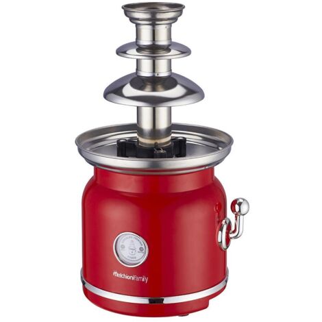 Melchioni 118370003 Cioccolatiera Fontana a Tre Livelli in Acciaio Inox Rosso, 90 W