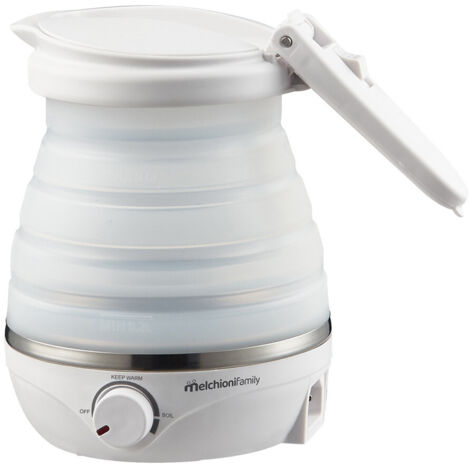 Melchioni, Bollitore Elettrico Pieghevole da Viaggio, 0.6 L, 800 W, Bianco