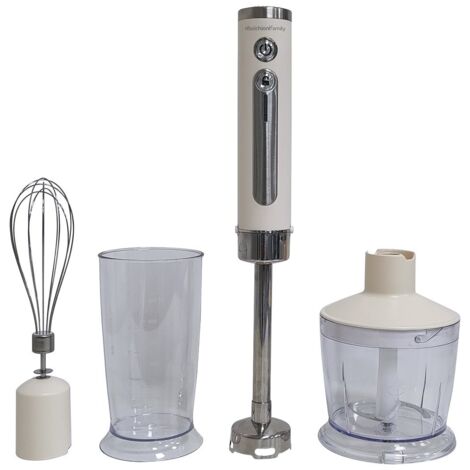 Melchioni Minipimer Ariel Senza Fili con Batteria Ricaricabile, Frullatore ad Immersione da 150W in Acciaio Inox, Contenitore da 0,5L, Colore Bianco