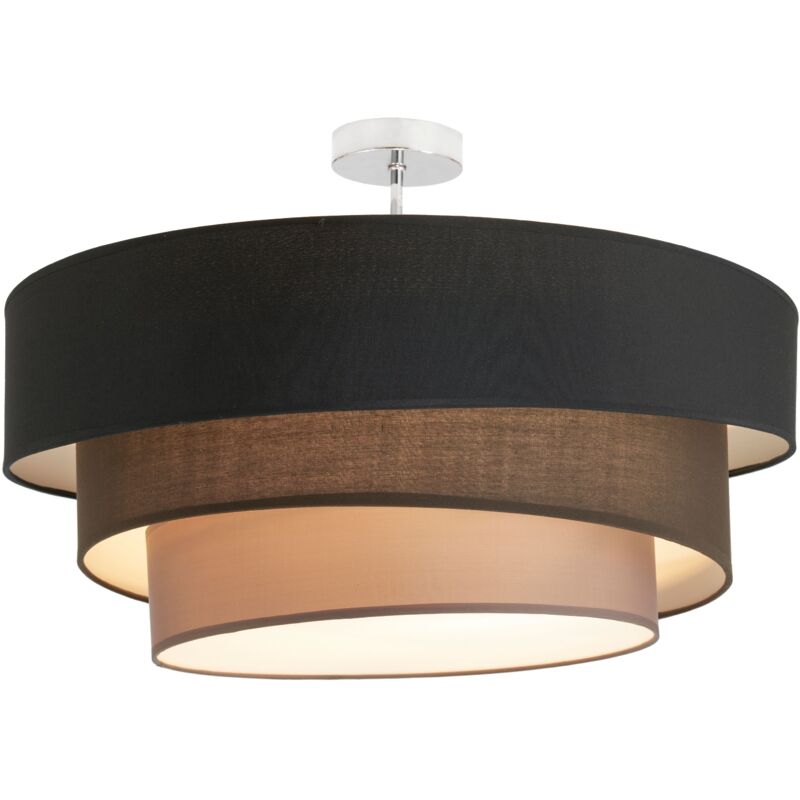 Image of Lindby - Melia - lampada da soffitto nera e marrone - nero, marrone, grigio, cromo