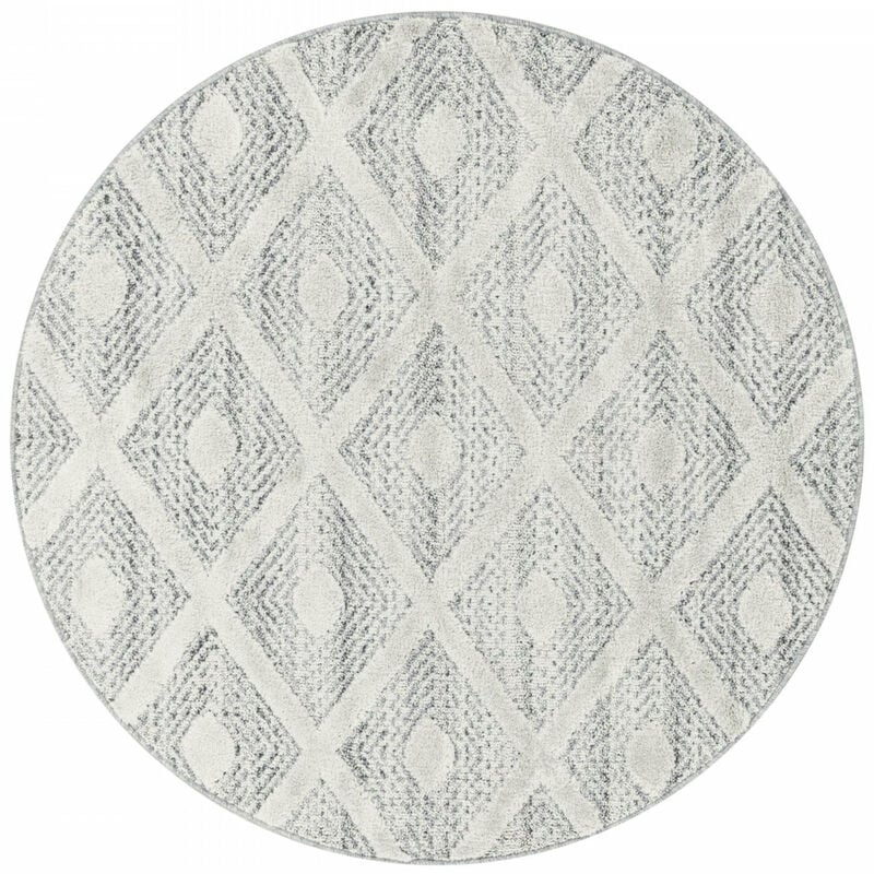 Tapis Rond en relief Berbère MELIA Crème (200x200cm)
