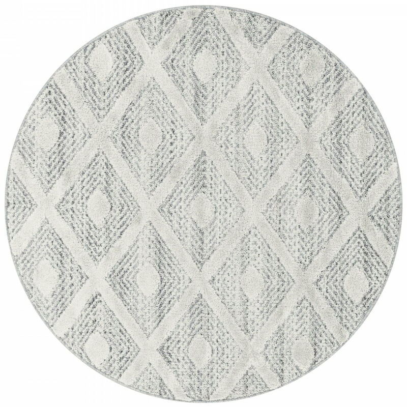 Pisa - Tapis Rond en relief Berbère melia Crème (160x160cm)