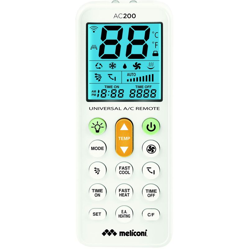 Image of Meliconi AC 200 Telecomando Universale per Condizionatori/Climatizzatori Compatibile con la Maggior Parte dei Marchi, con Schermo Retroilluminato e