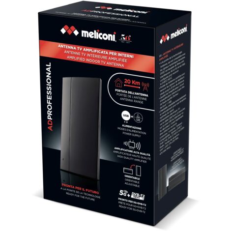 Meliconi AD Professional R1 USB Antenna Televisiva per Interni Nero