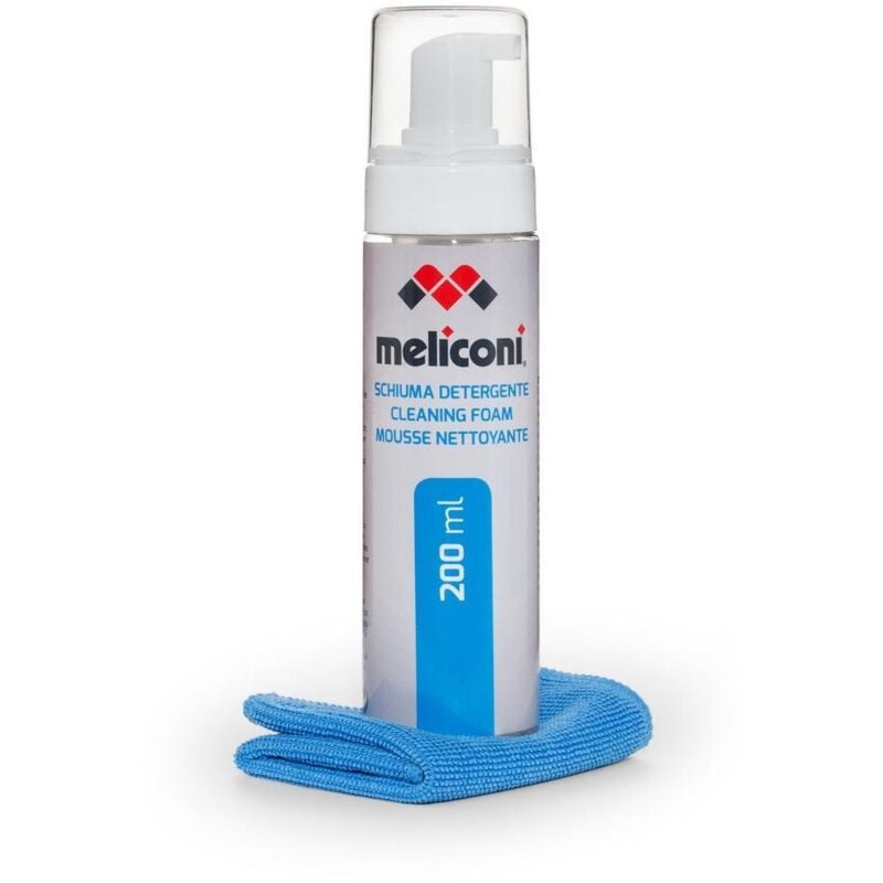 Meliconi - C-200 Schiuma Detergente Antistatica 200ml per Schermi con Panno Microfibra