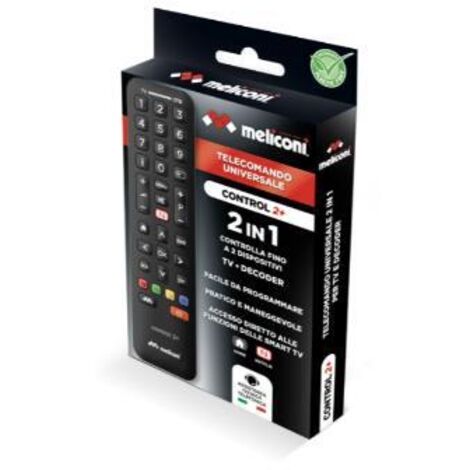 Meliconi Control 2+ Wireless IR Remote Control TV, Receiver of TV Buttons