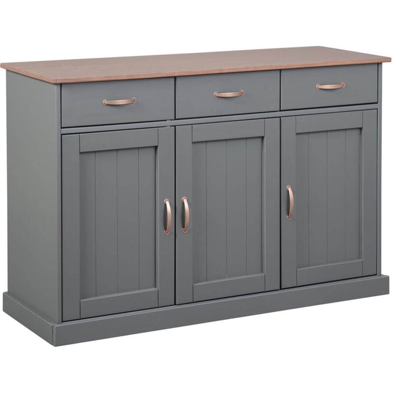 Altobuy - melina - Buffet 3 Portes 3 Tiroirs Coloris Gris