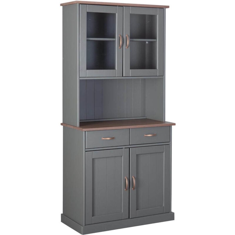 Altobuy - melina - Buffet Vaisselier 4 Portes 2 Tiroirs Coloris Gris