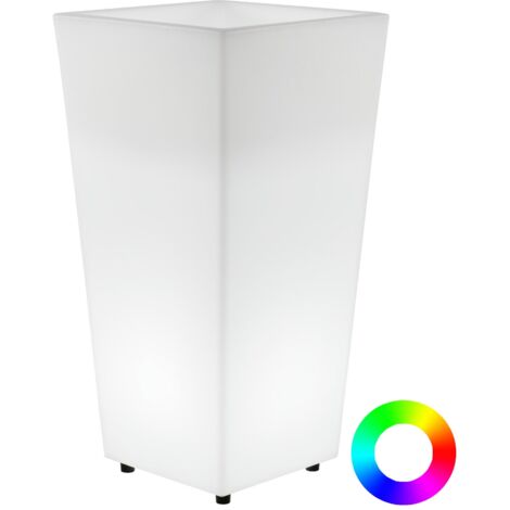 MELISA 40 Fioriera quadrata e alta con luce per piante e fiori molto resistente. Carica solare e batteria ricaricabile. Luce RGB e realizzata in polietilene in Spagna.