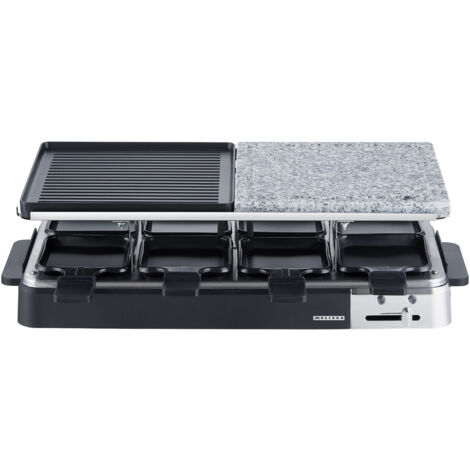MELISSA Raclette-Grill 16300027, 1300 W, mit Steinplatte, 8 Pfannen, schwarz