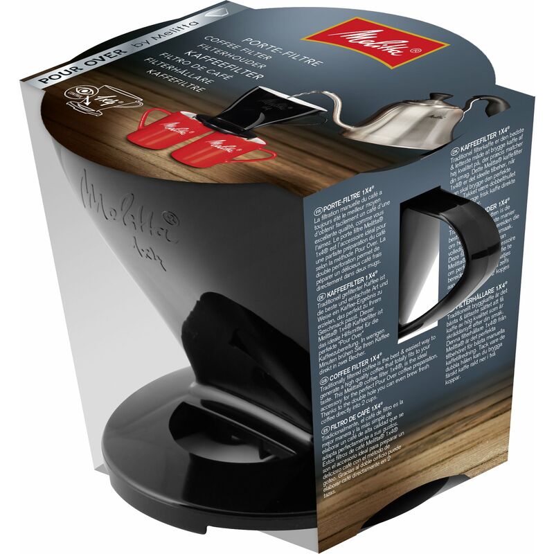 Image of 217564 - Portafiltro per la preparazione del caffè per infusione, filtro da caffè 1 x 4, in plastica, colore: nero - Melitta