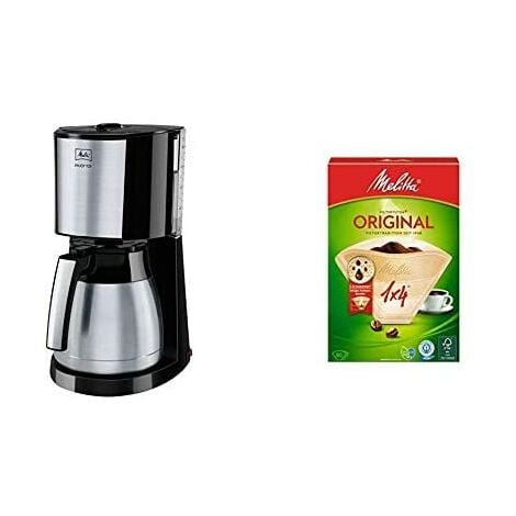 Melitta Cafetera de filtro con jarra isotérmica de acero inoxidable, Selector de aroma, Enjoy Top Therm, Negro/Acero inoxidable mate, 1017-08