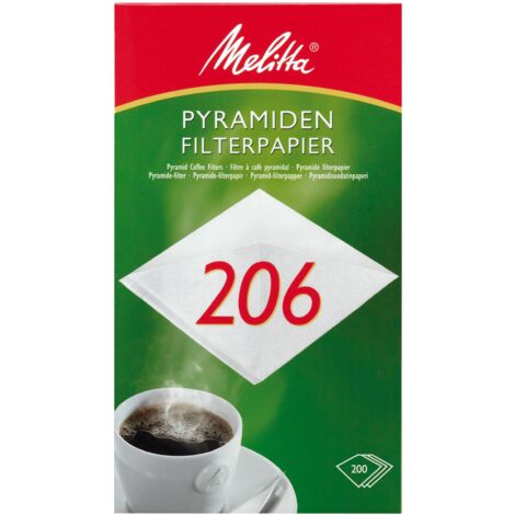 Melitta carta da filtro piramide 206 gr, bianco, 200 pezzi.